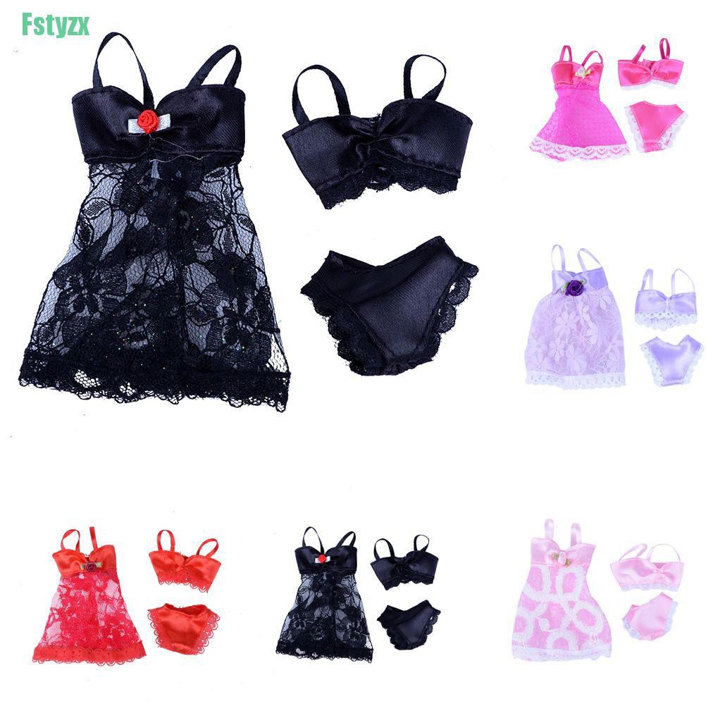 fstyzx 3pcs Sexy Swimwear Lace Night Dress Doll Pajamas Lingerie Clothes