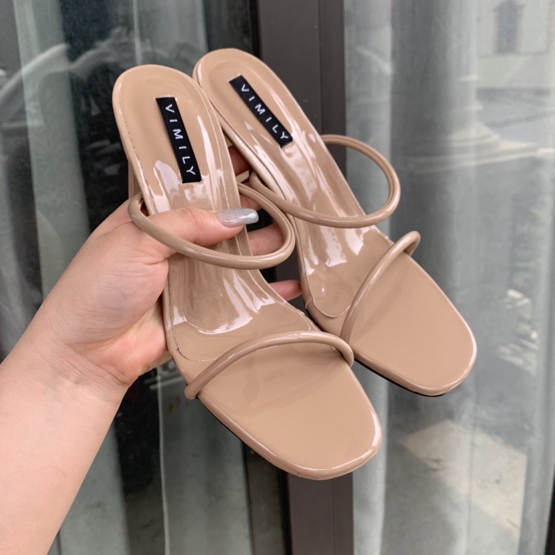 GUỐC CAO GÓT 9phân 2DÂY MẢNH,SANG CHẢNH 3 MÀU TRẮNG ĐEN NUDE