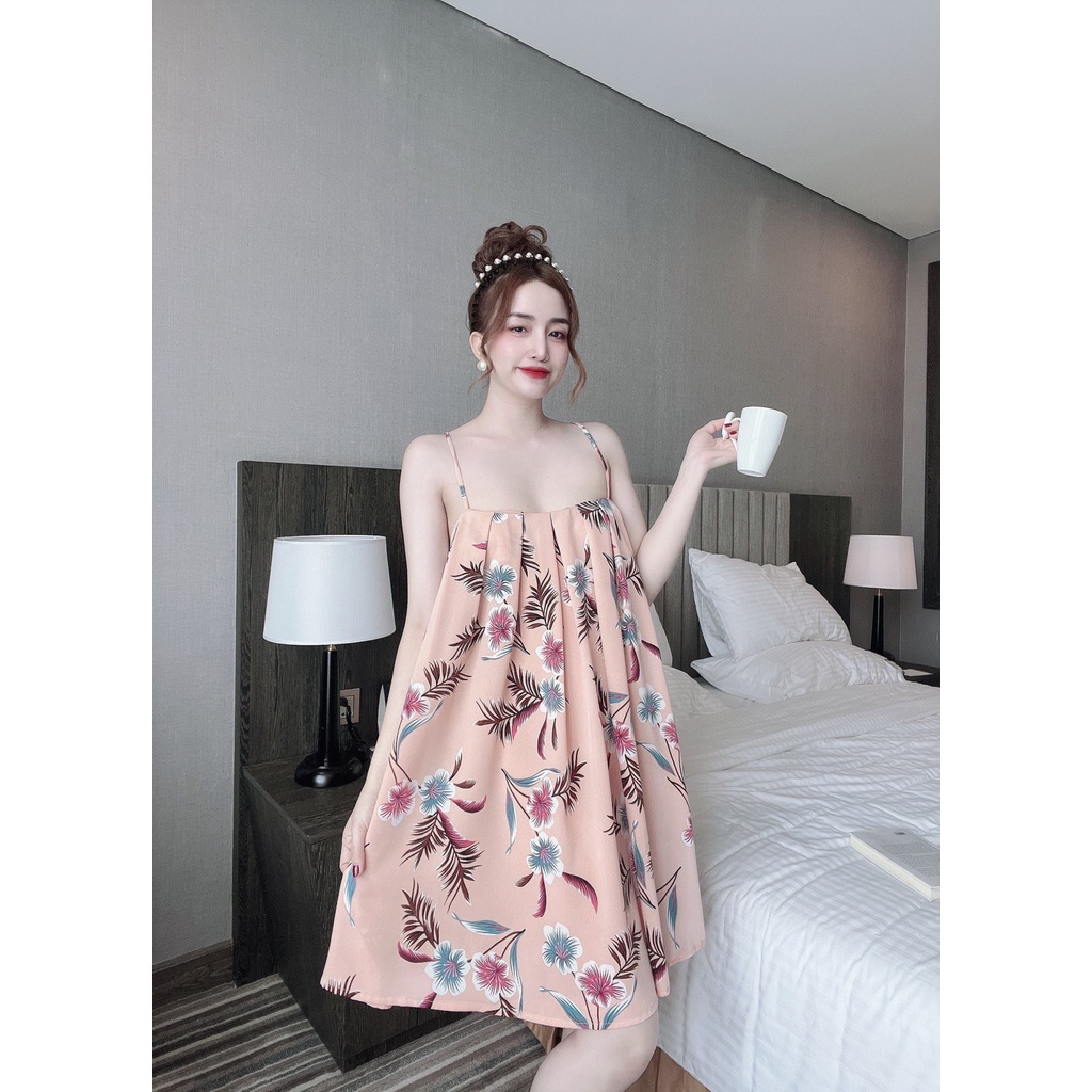 Đầm lụa Mango dập ly, hoạ tiết siêu cute