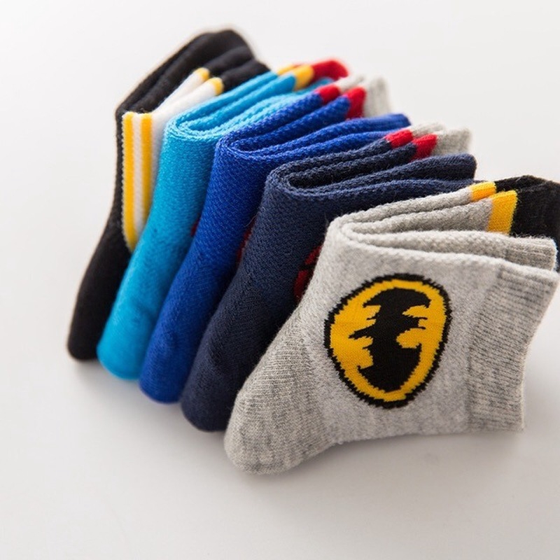 Vớ mắt cá bằng cotton in hình siêu anh hùng cho trẻ em