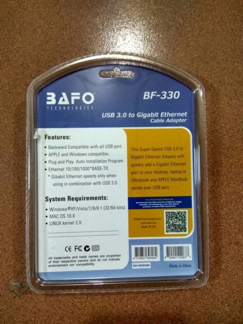 Usb Bafo Bafo Bf - 330 Usb 3.0 To Gigabit Lan / Usb To Gigabit