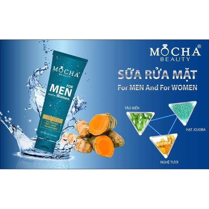 Sữa Rửa Mặt Nghệ Mocha Men Trẻ Hóa Da Làm Sạch Sâu và Kháng Khuẩn 120ml