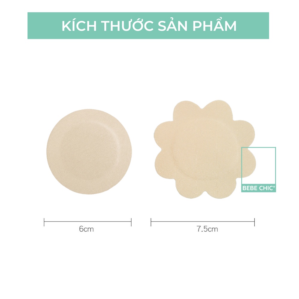 Túi 10 miếng dán ti giấy hình hoa hình tròn satin cao cấp BEBECHIC