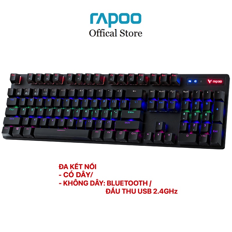 Bàn phím cơ gaming Rapoo V500 Pro Multi-mode wireless RGB (Đa kết nối: Bluetooth/ Usb 2.4GHz/ Có dây)