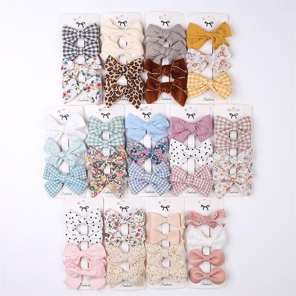 CACTU Set 4 Kẹp Tóc Nơ Họa Tiết Dễ Thương Cho Bé Gái