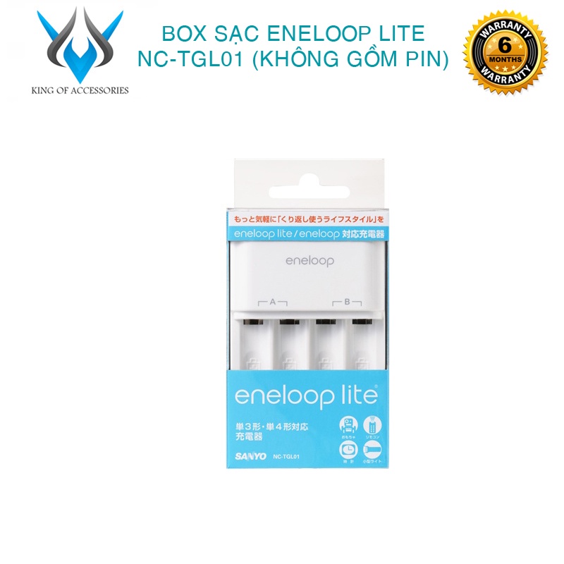 Box sạc Eneloop lite NC-TGL01 cho pin AA và AAA - phiên bản nội địa (trắng) Phụ kiện 1986