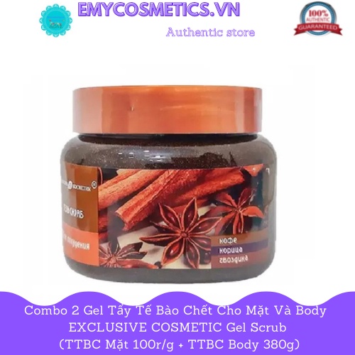 Combo 2 Gel tẩy tế bào chết cho mặt và body EXCLUSIVE COSMETIC Gel Scrub (TTBC Mặt 100r/g + TTBC Body 380g)