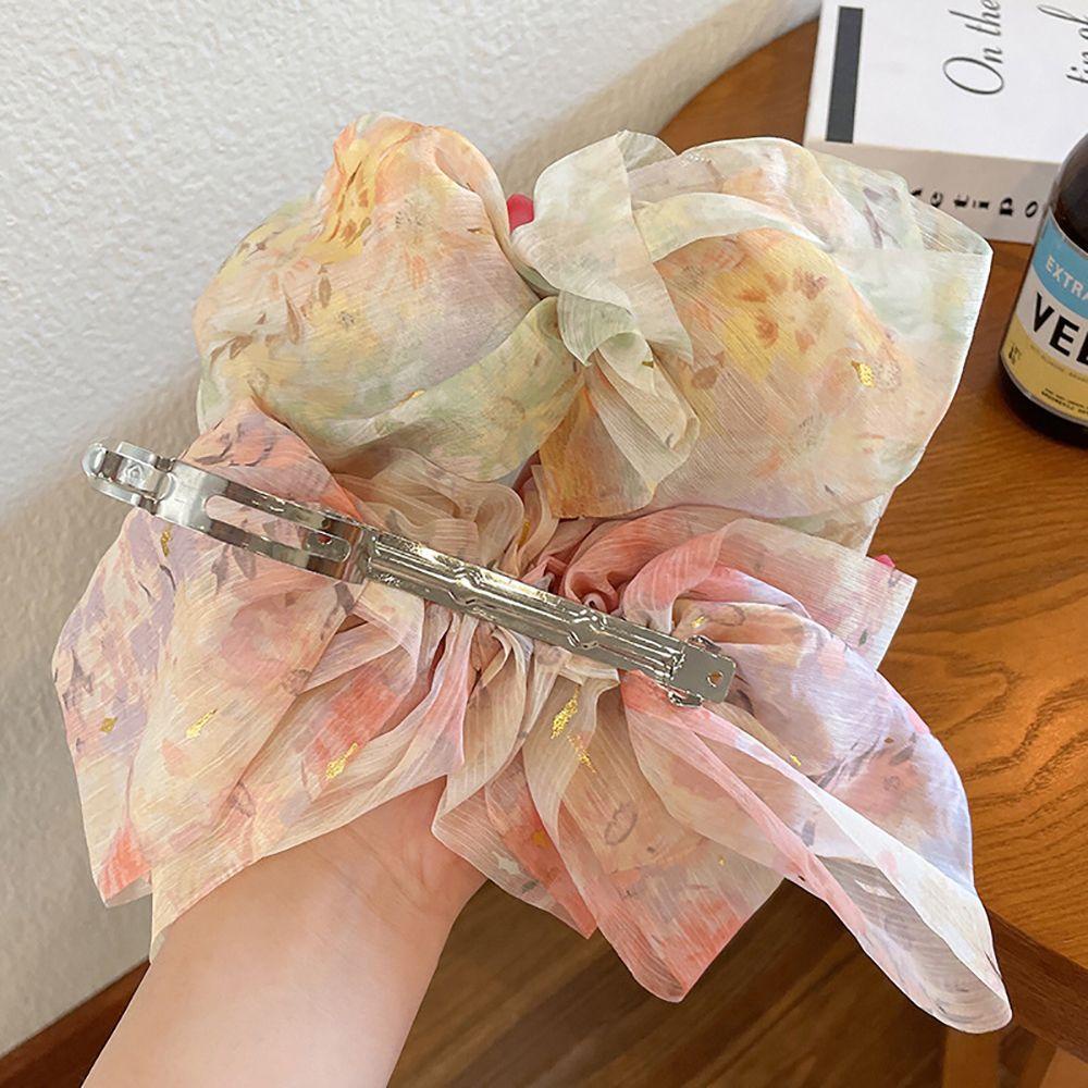 Kẹp Tóc Nơ Vải Chiffon Dễ Thương Phong Cách Vintage