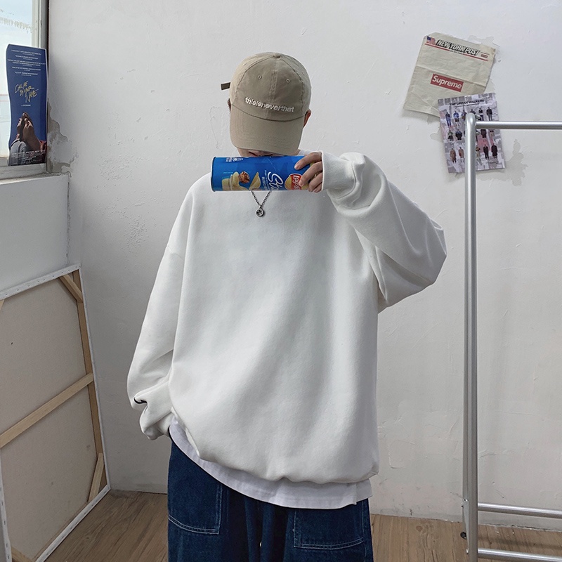 Áo Hoodie IFNICEFUTURE Tay Dài Dáng Rộng Màu Trơn Thời Trang Hồng Kông Dành Cho Các Cặp Đôi Đang Yêu