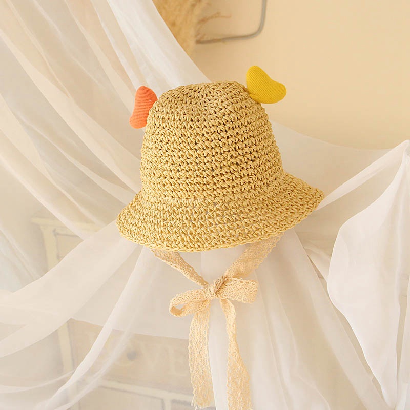 Nón cối rộng vành có dây buộc thời trang đi biển cho bé gái