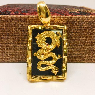 Mặt dây chuyền bạc Thái mạ vàng Thiên Long đen, mặt vòng cổ phong thủy, mặt dây chuyền vàng ( màu vàng)