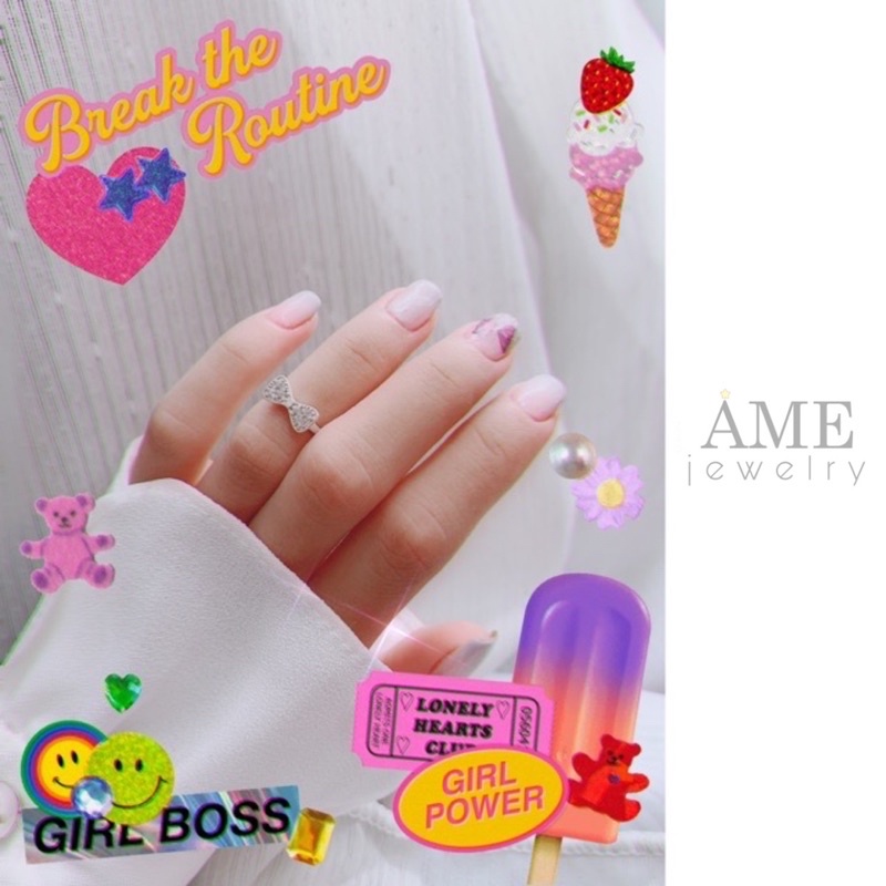 Nhẫn Bạc Nơ Đeo Đốt Ngón Tay [BOW MIDI RING]