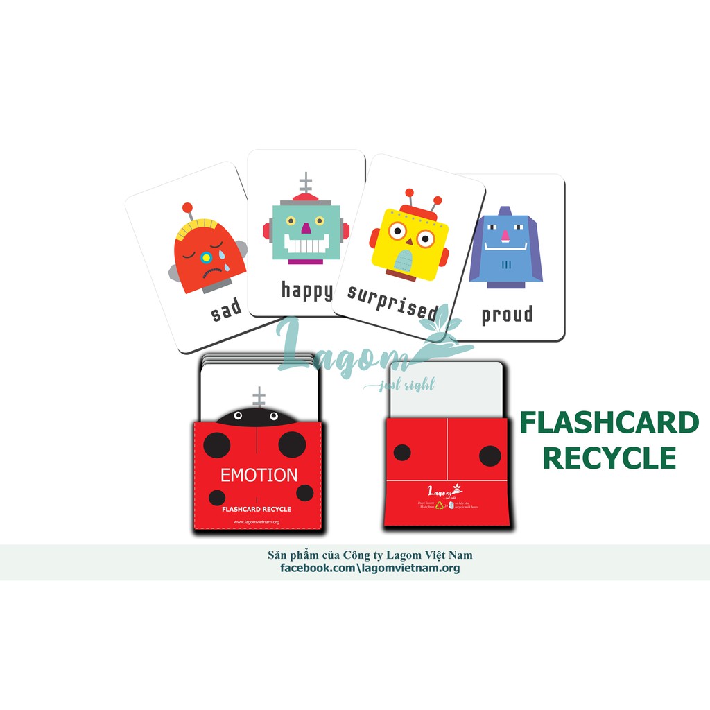 Bộ đồ chơi trẻ em thẻ giáo dục sớm Flashcard - bộ thẻ về cảm xúc - vật liệu tái chế