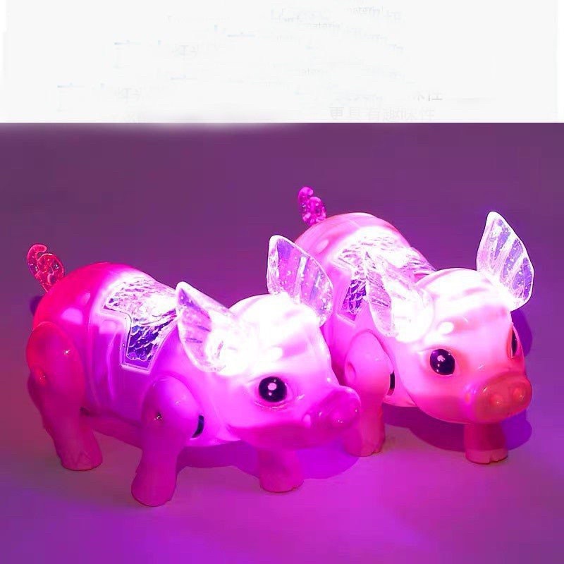 Heo con chú lợn biết đi có nhạc có đèn và dây dắt - Đồ chơi trẻ em, quà tặng bé