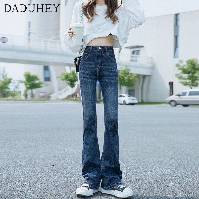 Quần dài daduhey ống loe rộng dáng ôm vừa vặn eo cao phiên bản Hàn Quốc thời trang thanh lịch mới cho nữ