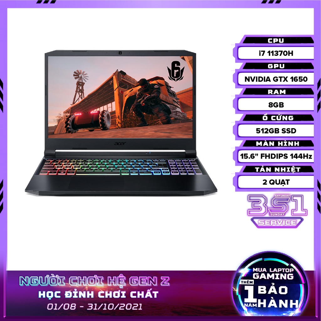 Laptop ACER Nitro 5 AN515-56-79U2 i7-11370H 8GB 512GB GTX1650