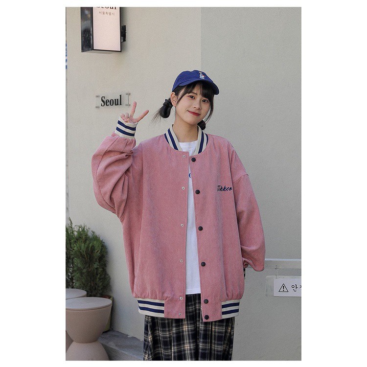 Áo Khoác Bomber TIKKER Chất Nhung Tăm - Áo Bomber Nam Nữ Unisex Freesize Thu Đông Rlzzang From Rộng | BigBuy360 - bigbuy360.vn