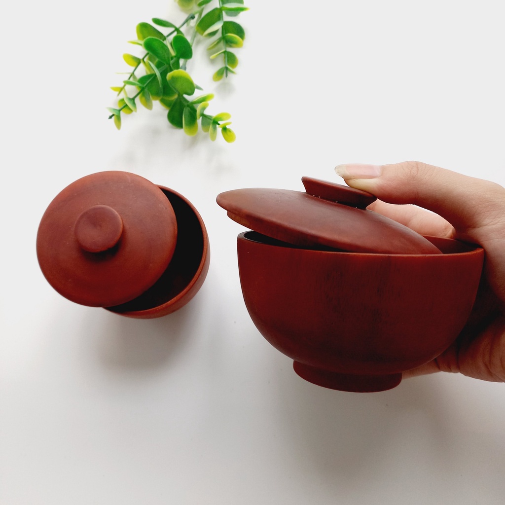 Tô, Bát Gỗ Đỏ Có Nắp Cổ Điển Đựng Cơm, Súp, Nước Chấm, Tô Bát Gỗ Đỏ Decor Trang Trí Chụp Ảnh Của Vitrapro