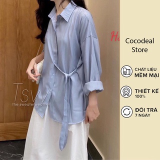 Áo Sơ Mi Lụa Dài Hàn Quốc Thắt Dây Eo, Hàng Loại 1, Chất Liệu Đẹp, Có Quà Tặng Kèm