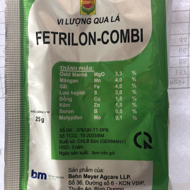 Phân bón vi lượng Fertrilon Combi của Behn Meyer (Đức) gói to 25 gam