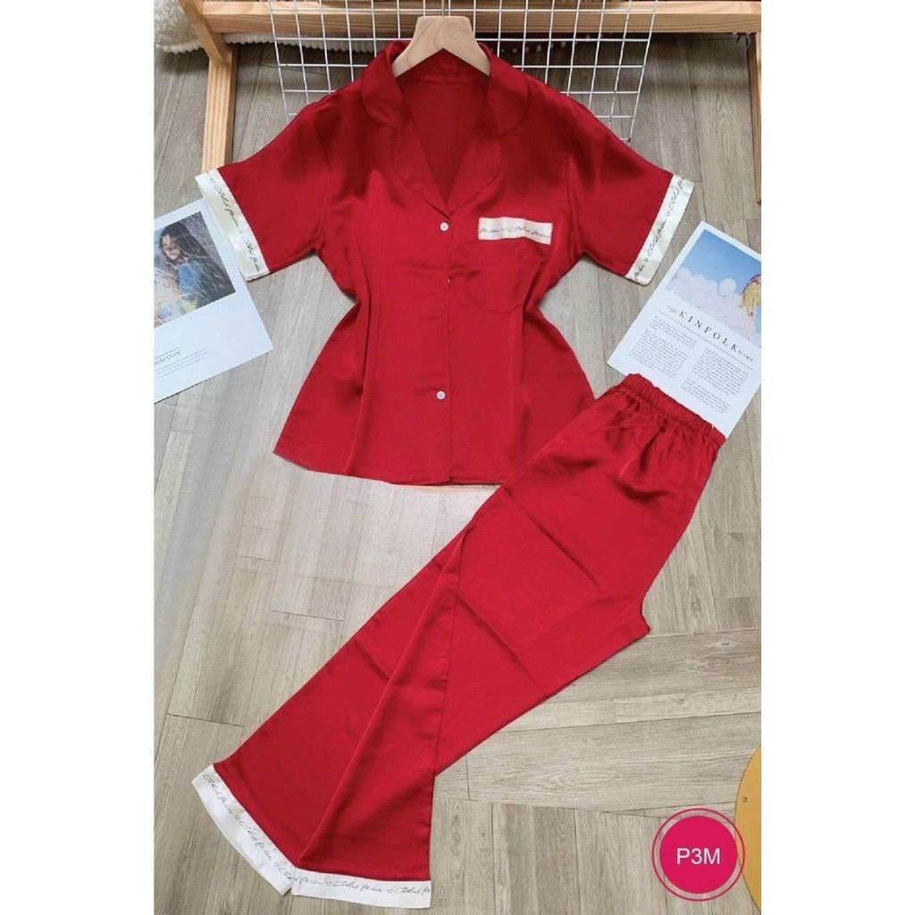 Bộ đồ ngủ lụa pijama dài tay và cộc tay chất lụa mịn màng, from rộng thoải mái mặc cực mát | BigBuy360 - bigbuy360.vn