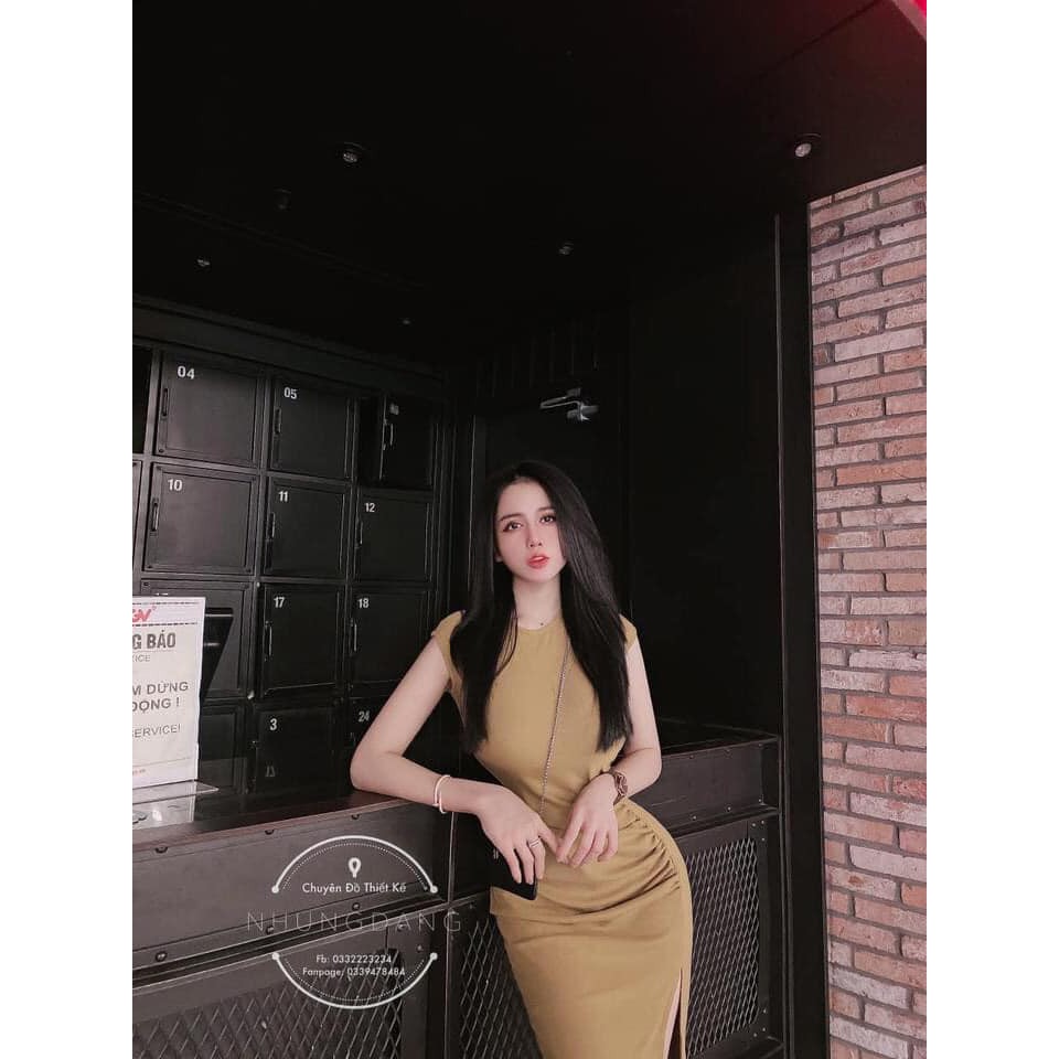 [Mã SKAMA06 giảm 8% tối đa 50K đơn 250K] Váy body xẻ Đùi , cụt tay 2 màu ( kèm ảnh thật, video ) | BigBuy360 - bigbuy360.vn