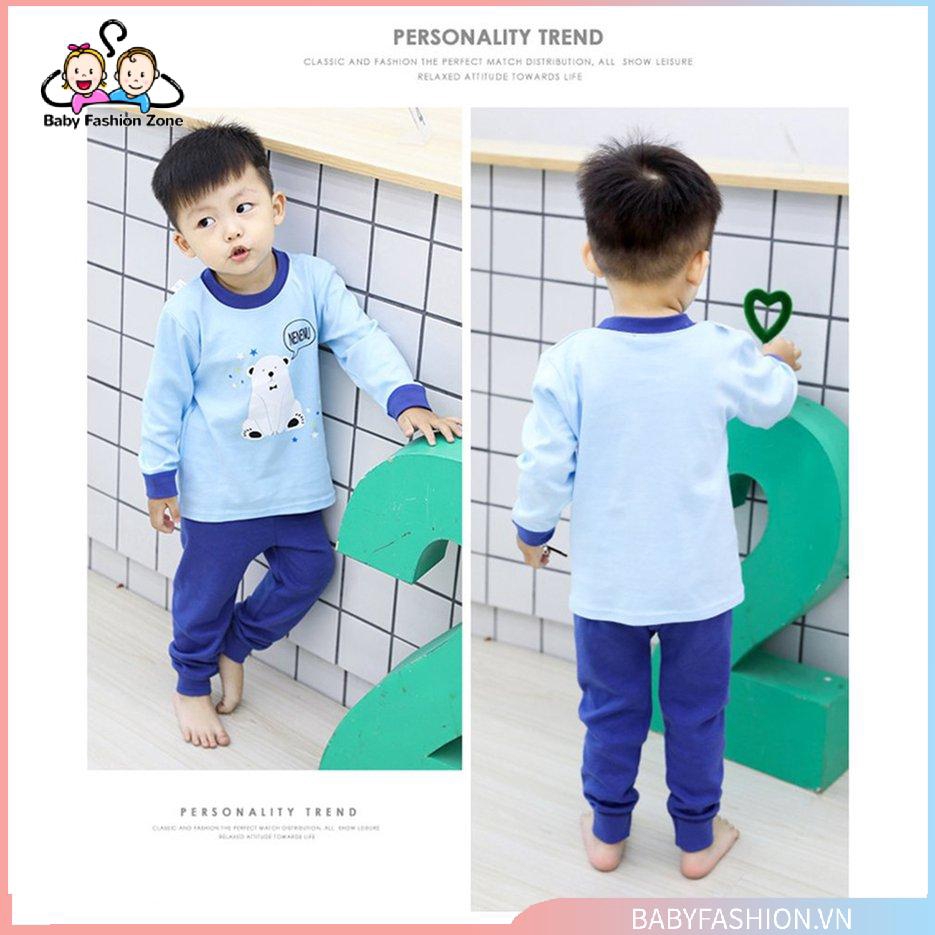 Bộ quần áo tay dài cotton mềm giữ ấm thời trang mùa đông cho trẻ em