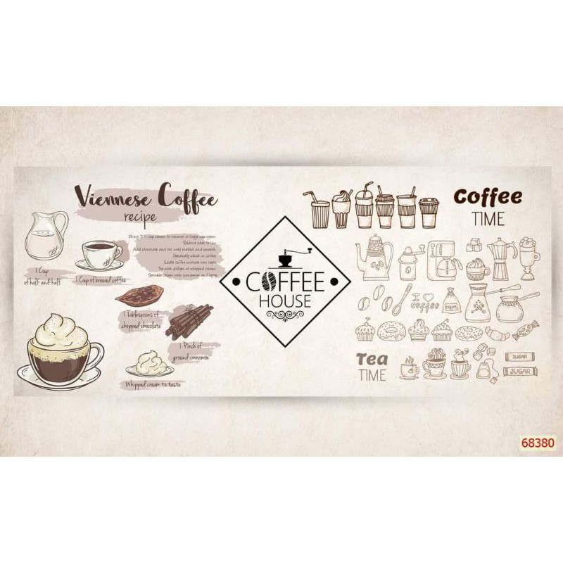 tranh dán tường quán cafe, trà sữa 3D
