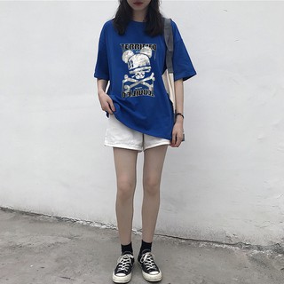 Áo thun nữ tay lỡ freesize phông form rộng dáng Unisex, mặc lớp, nhóm, cặp bad habbit in hình ĐẦU LÂU