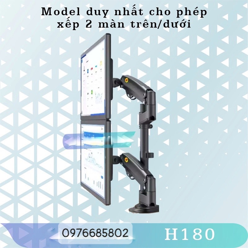 H180 - Giá treo 2 màn hình / Giá đỡ 2 màn hình/ Phiên bản 2 tay của H100