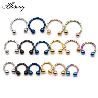 Alisouy 1PC 16G 6 / 8 / 10mm Xoắn Bóng Móng Ngựa Giả Mũi Nhẫn C Kẹp BCR Septum Môi Xuyên Falso Mũi Nhẫn Vòng Dành Cho Nữ