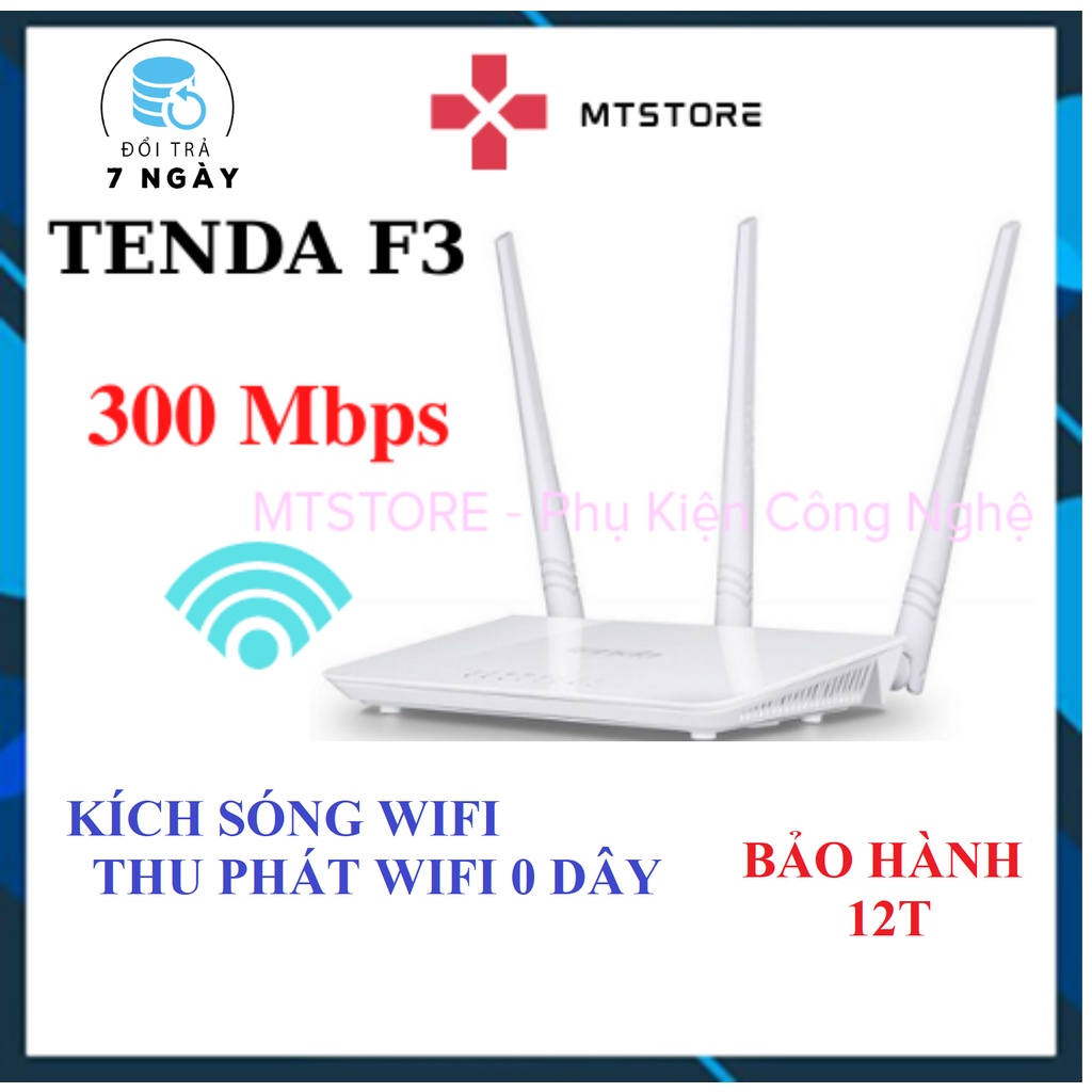 [TẶNG MGG 10K] Bộ phát Wifi 3 râu Tenda F3 không dây chuẩn tốc độ 300 Mbps, Cục kích sóng Wifi, Cục Hút Wifi- USED 95%