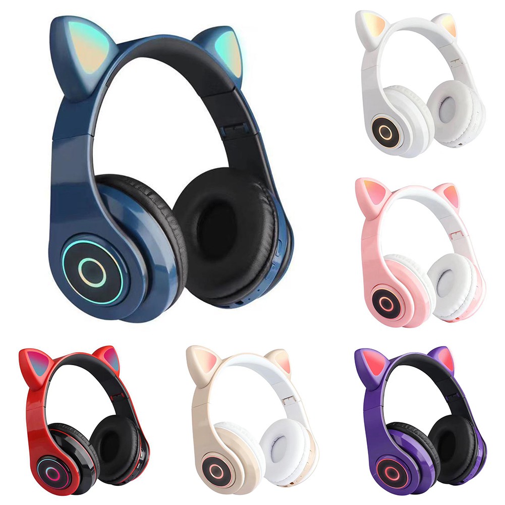 Rechargeable Cartoon Cat Ear Shape Wireless Bluetooth Headphone Gaming Headset