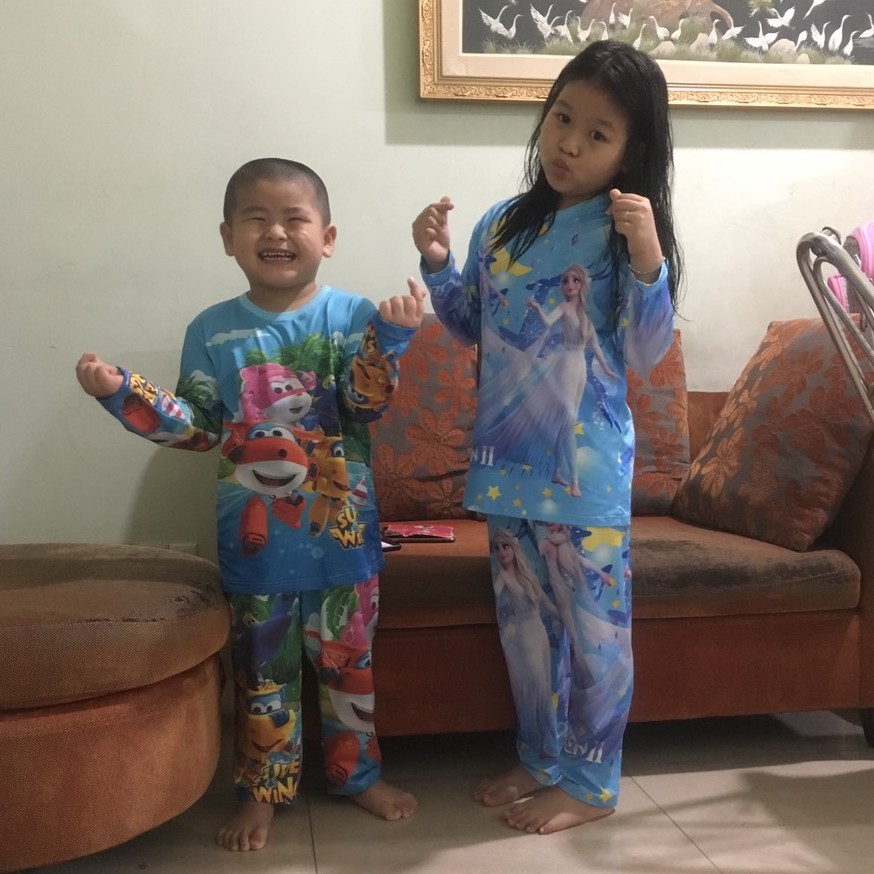 Bộ thu đông cho bé gái, quần áo trẻ em dài tay thun lạnh in 3D hình Elsa mềm mịn, co giãn tốt thoải mái cho bé gái từ 10