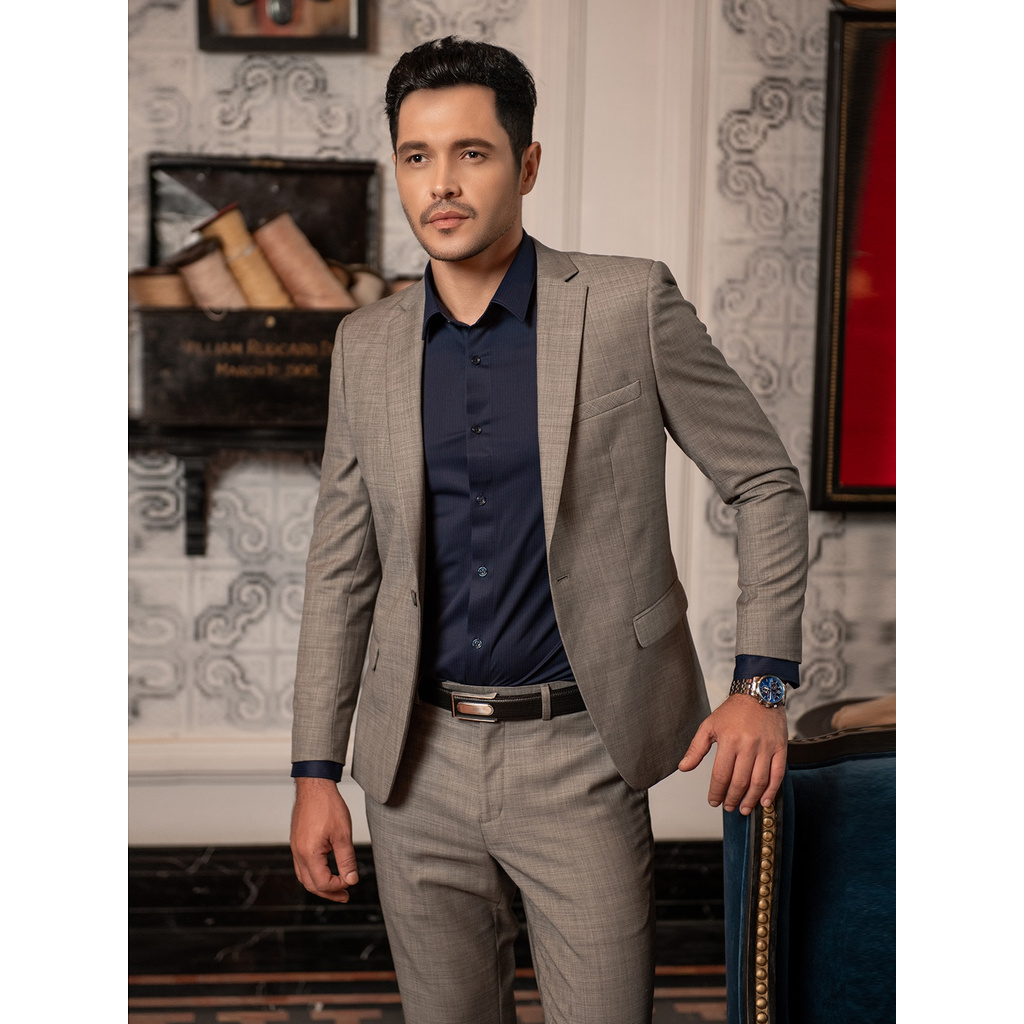 Áo Sơ Mi Nam Dài Tay ARISTINO ALS12009 Somi Công Sở Cao Cấp Màu Xanh Navy Kẻ Sọc Chìm Vải Sợi Knit Dáng Ôm Không Túi | BigBuy360 - bigbuy360.vn