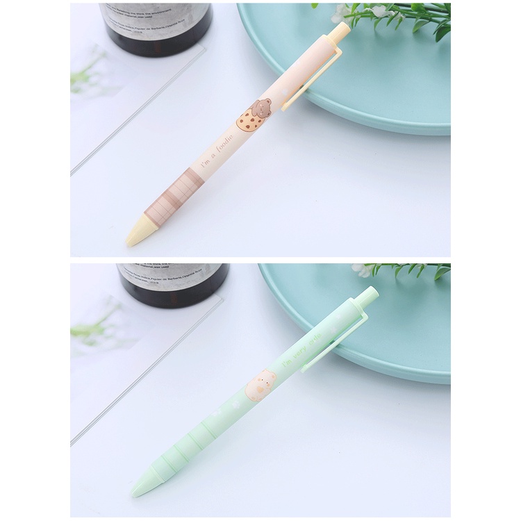 Bút Kí Tên Dạng Nhấn Hình Gấu Hoạt Hình Sáng Tạo Kẻ Sọc Caro Cho Học Sinh / Văn Phòng Ruột bút gel bút gel nhiều màu bút bi bấm cute Bút bi bấm bút nhiều màu
