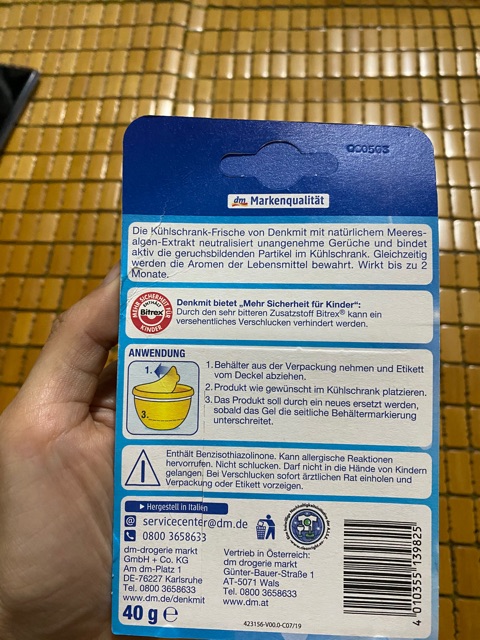 Sáp thơm Khử Mùi Tủ Lạnh Denkmit 40gr - Hàng Nội Địa Đức