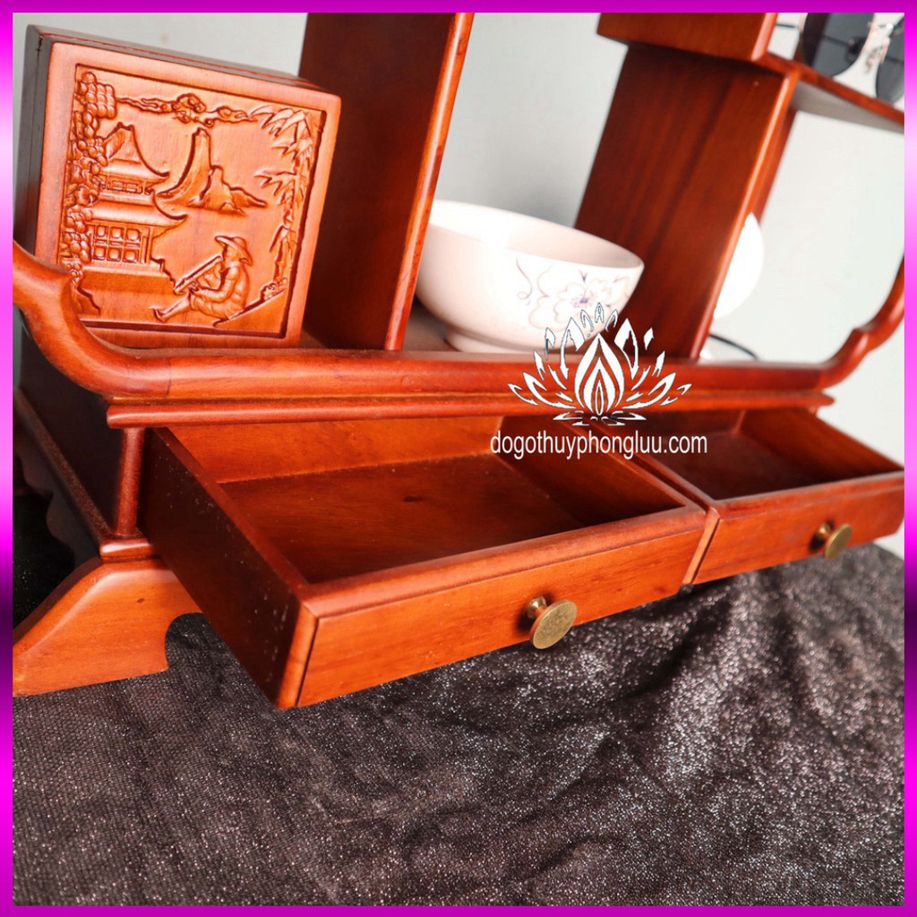 Kệ mini gia dụng gỗ gõ cao cấp sang trọng