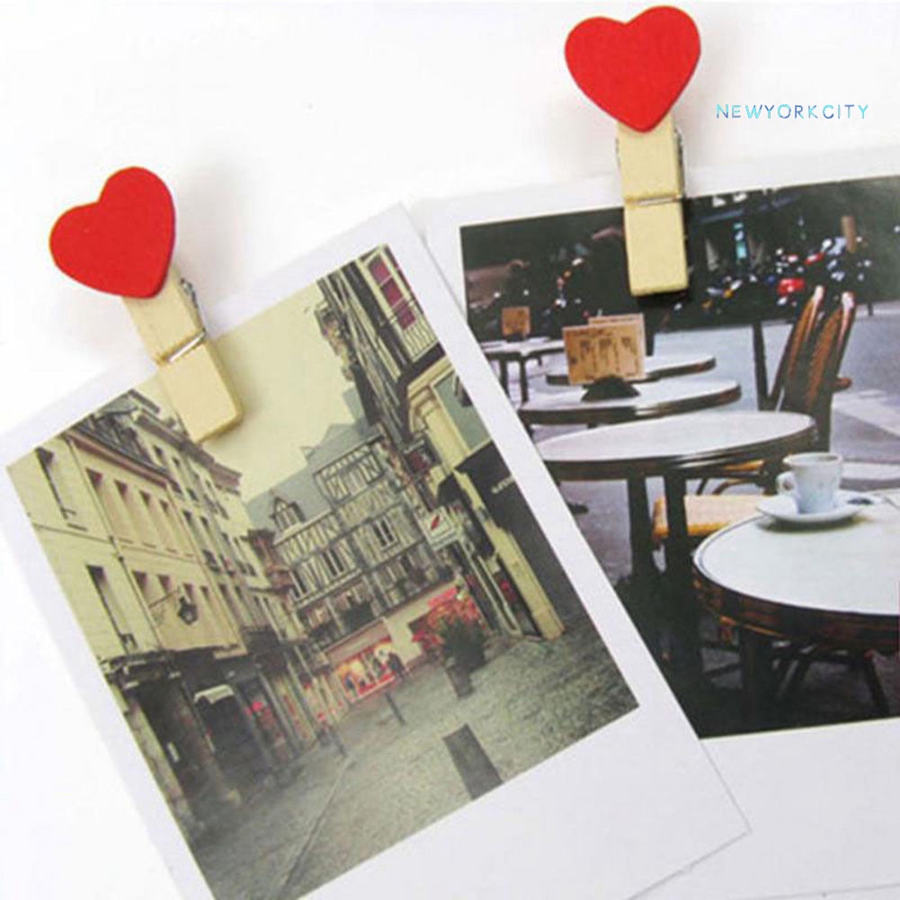 Set 10 Kẹp Gỗ Hình Trái Tim Mini Trang Trí Ảnh