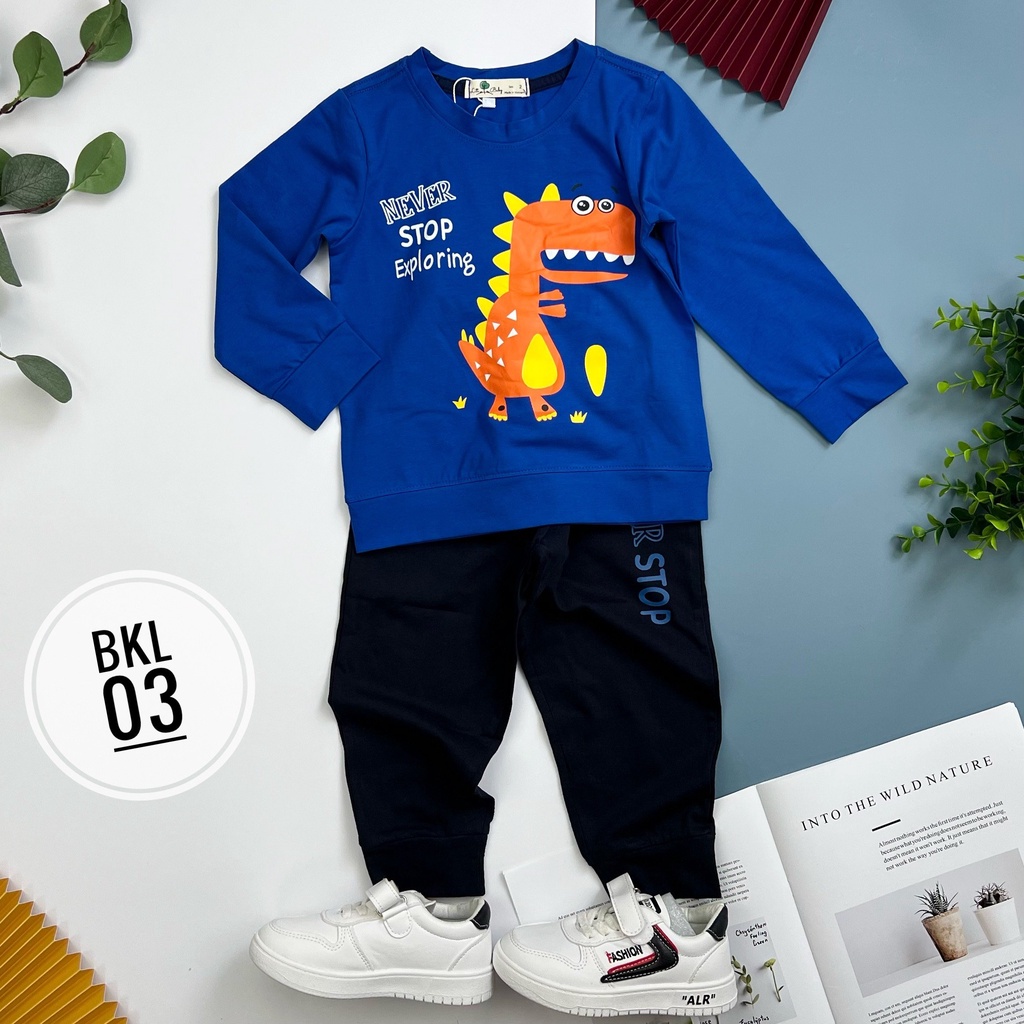 Bộ thun dài tay LITIBABY cho bé trai size 10-25kg . Chất siêu mềm đẹp . Hàng VNXK