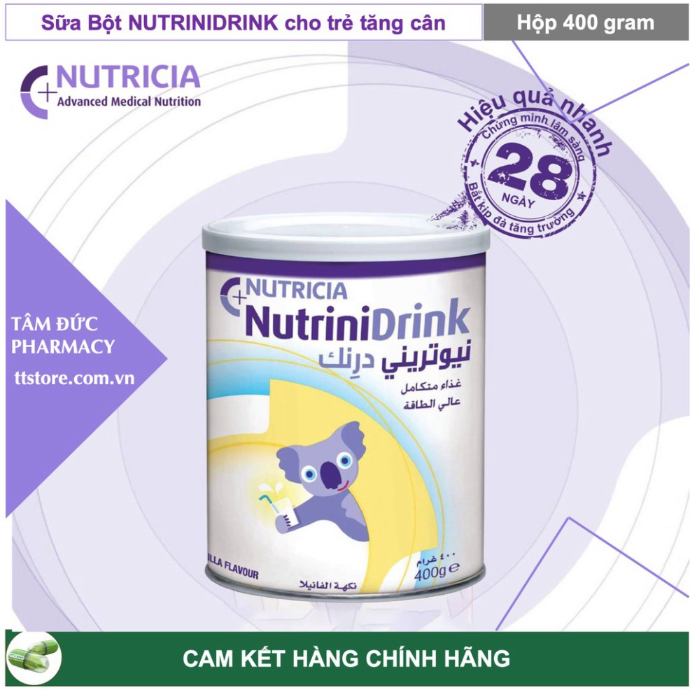 NUTRINIDRINK [Hộp 400g] - Sữa bột năng lượng cao cho trẻ suy dinh dưỡng [nutrinidrink powder]