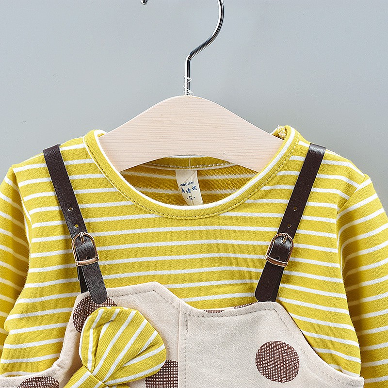 Váy dài tay giả hai lớp dễ thương dành cho bé gái