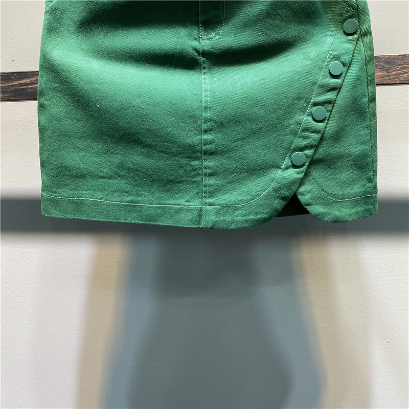 Jiashucheng Chân Váy Ngắn Lưng Cao Màu Trơn Cài Nút Thời Trang Mùa Hè Hàng Mới Đơn Giản Dễ Phối Đồ Dành Cho Bạn Nữ