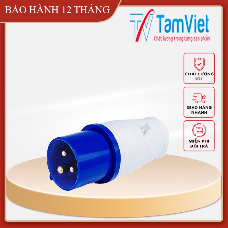 Phích cắm công nghiệp, phích cắm điện công nghiệp 1 pha 3 chấu 220V