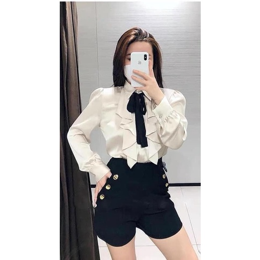 ⚡️BÁN SỈ⚡️Áo Sơ mi bánh bèo nơ đen