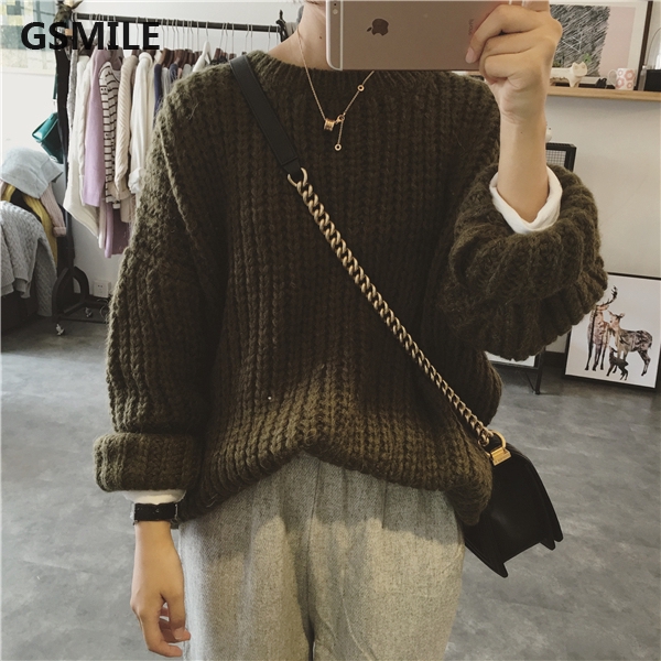 Áo len dệt tay dài dáng rộng dễ thương phong cách Hàn Quốc | BigBuy360 - bigbuy360.vn