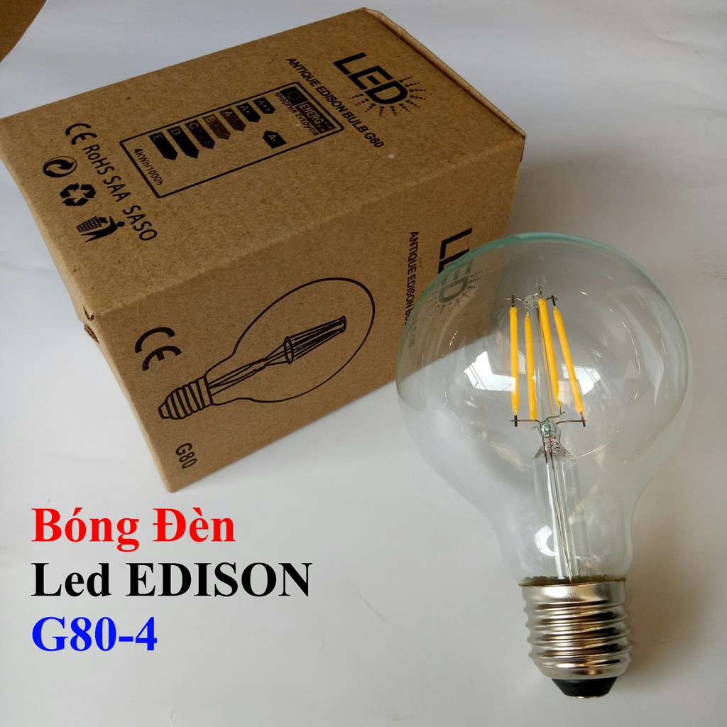Bóng Đèn Led EDISON G80-4 Ánh Sáng Vàng 2700K E27