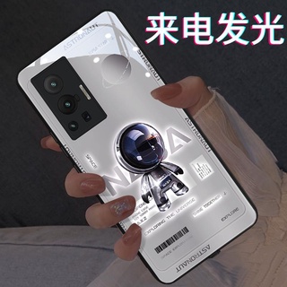 Ốp Điện Thoại Mặt Kính Dạ Quang In Hình Phi Hành Gia Cho vivo X70Pro x60pro x50pro x30