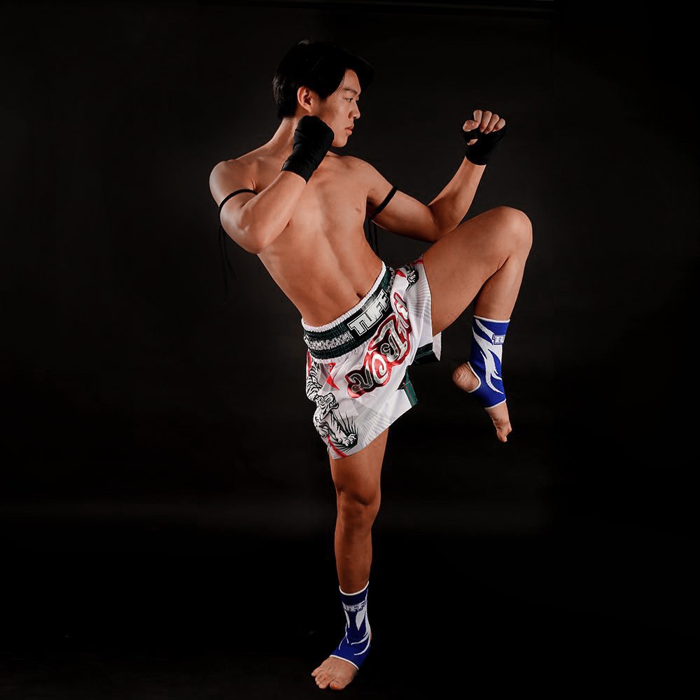 Quần Muay Thai Tuff White With Double White Tiger