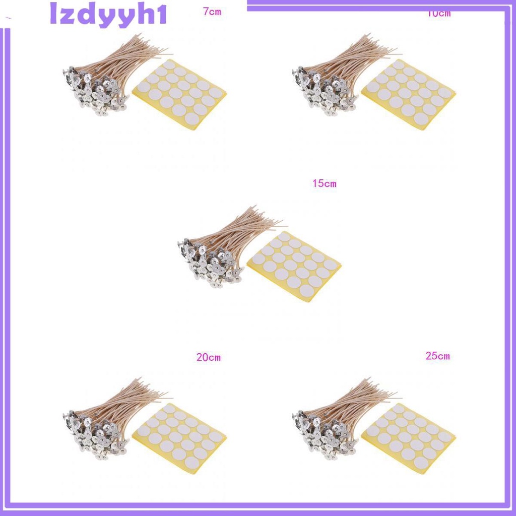 Set 100 Bấc Nến Lõi Cotton Màu Nâu Kèm 100 Miếng Dán Bấc